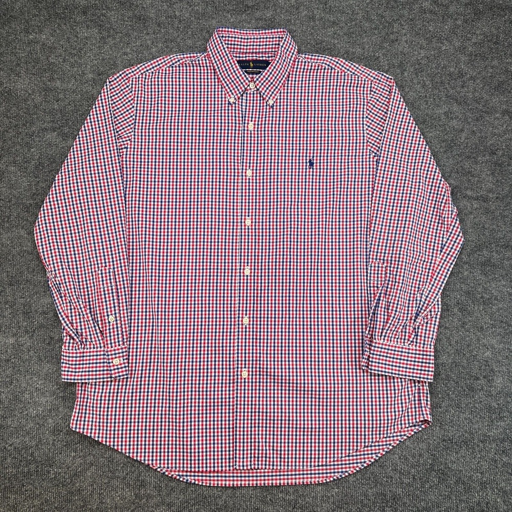 Ralph Lauren Button Shirt Men's XL Performance Plaid Long Sleeve *Altered Sleeve